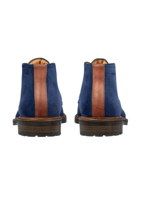 Blauw suède Rigi halfhoge veterschoen