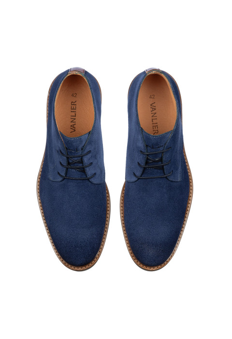 Blauw suède Rigi halfhoge veterschoen