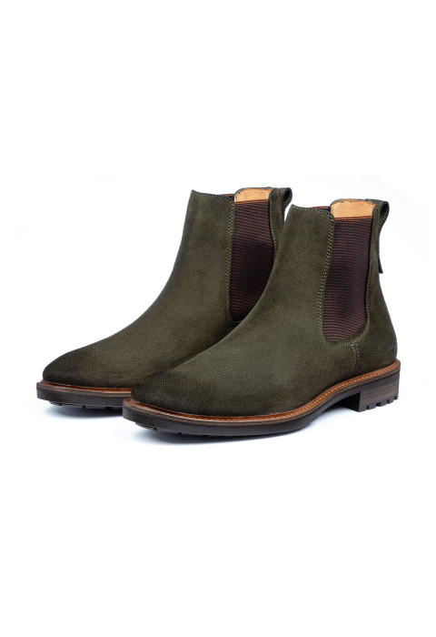 Grijs groen suède Rigi Chelsea boot