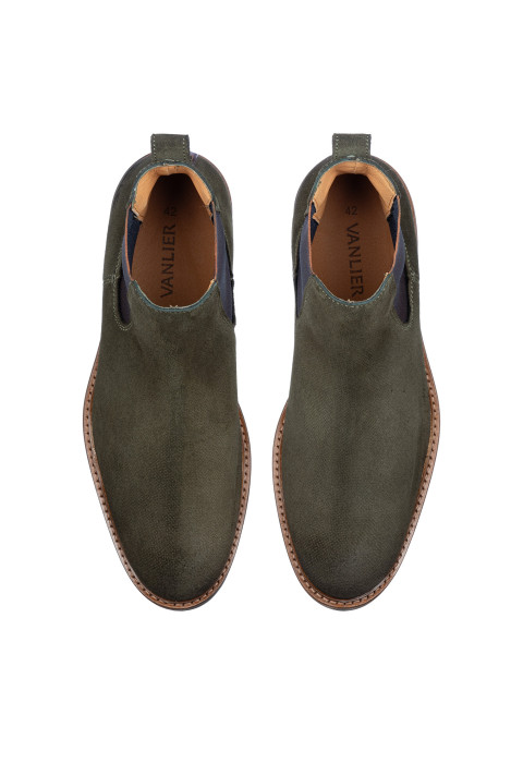 Grijs groen suède Rigi Chelsea boot