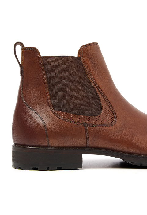 Cognac gladleren Henry chelsea boot