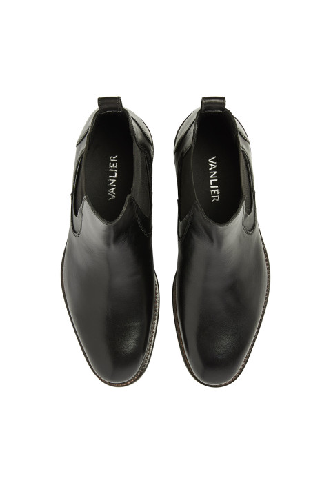 Zwart gladleren Henry chelsea boot