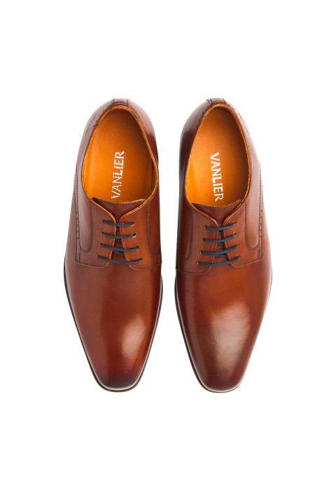 Cognac gladleren Rhodes veterschoen