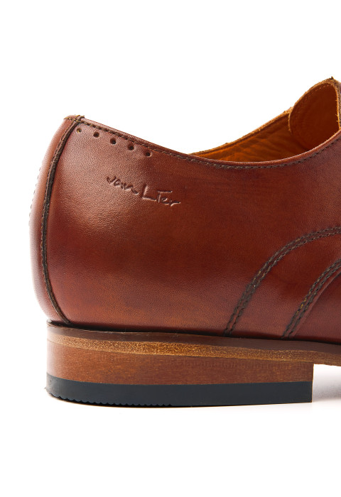 Cognac gladleren Rhodes veterschoen