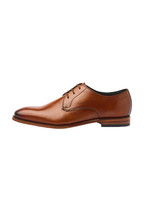 Cognac gladleren Madison veterschoen