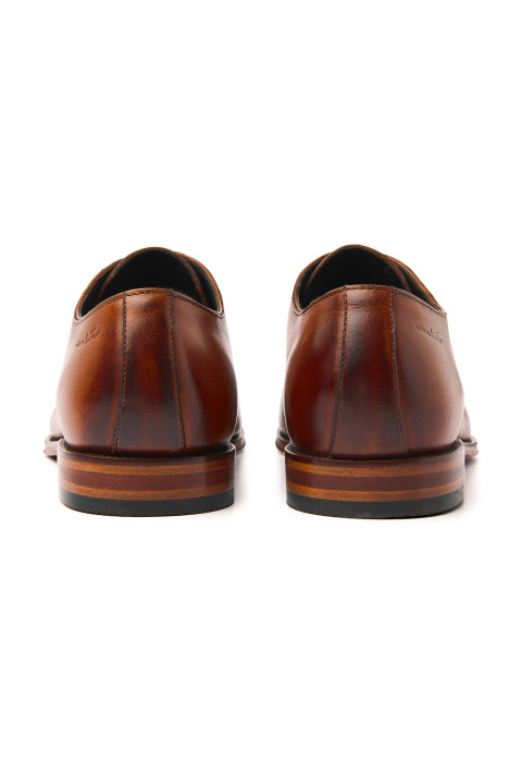 Cognac gladleren Madison veterschoen