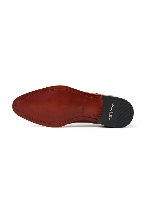 Cognac gladleren Madison veterschoen