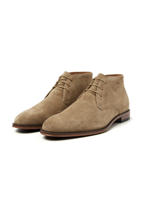 Taupe suède Madison halfhoge veterschoen