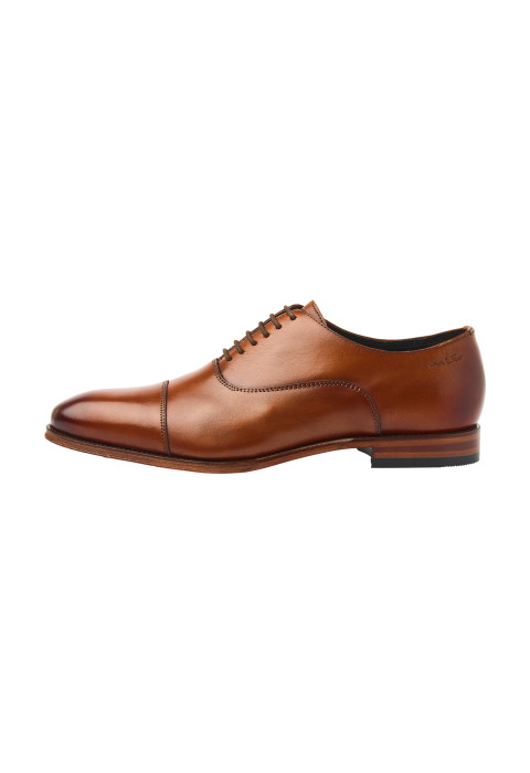 Cognac gladleren Madison veterschoen