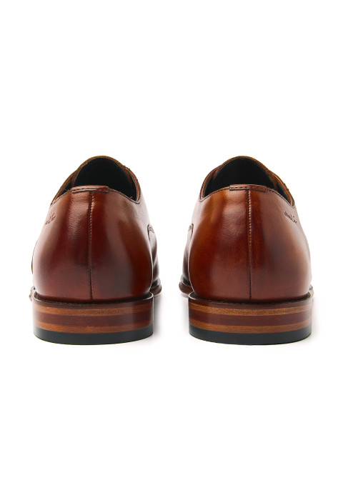 Cognac gladleren Madison veterschoen