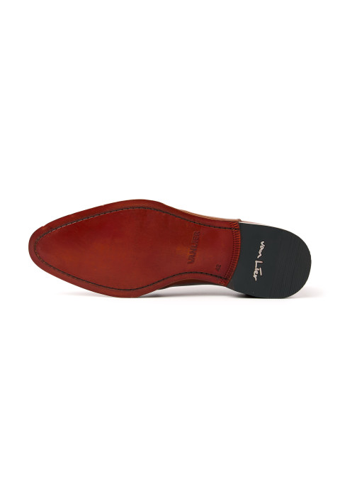 Cognac gladleren Madison veterschoen