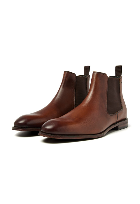 Cognac gladleren Madison chelsea boot