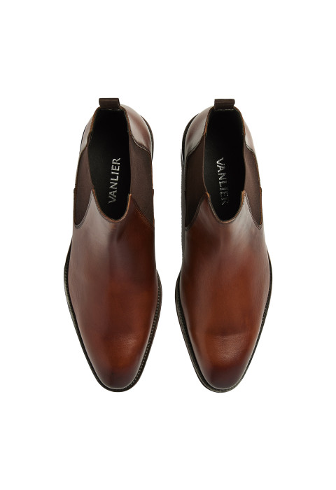 Cognac gladleren Madison chelsea boot