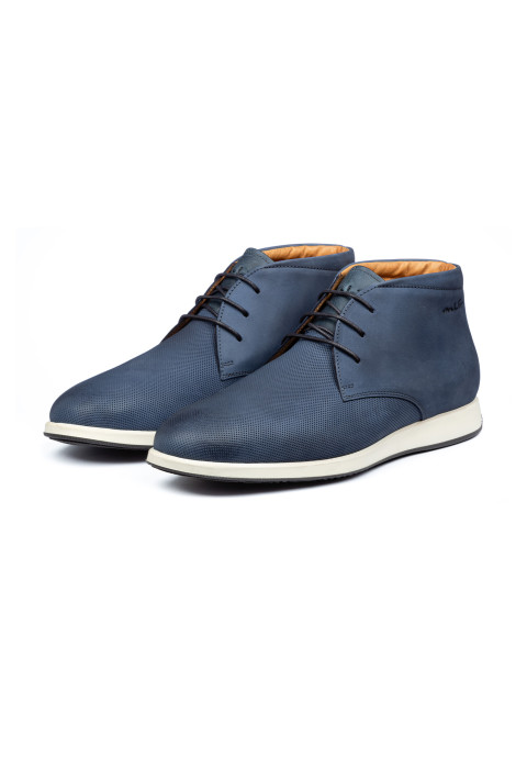 Blauw Nubuck Ticino halfhoge veterschoen