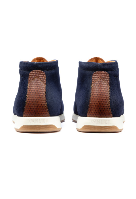 Navy blauw suède Ticino halfhoge veterschoen