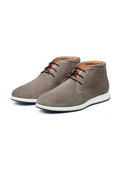 Taupe suède Ticino halfhoge veterschoen