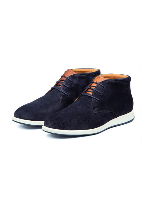 Blauw suède Ticino halfhoge veterschoen