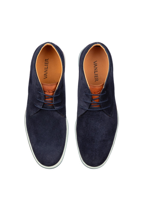 Blauw suède Ticino halfhoge veterschoen