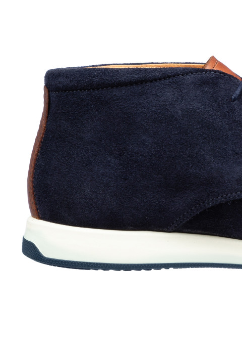 Blauw suède Ticino halfhoge veterschoen