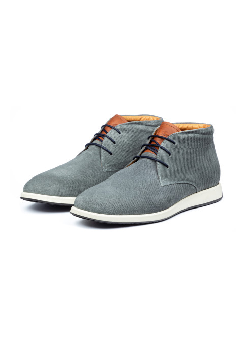 Grijs blauw suède Ticino halfhoge veterschoen