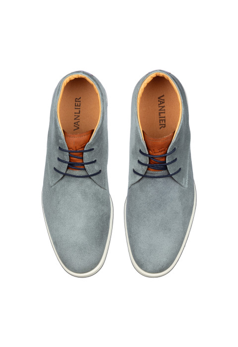 Grijs blauw suède Ticino halfhoge veterschoen