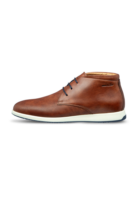 Cognac gladleren Ticino halfhoge veterschoen