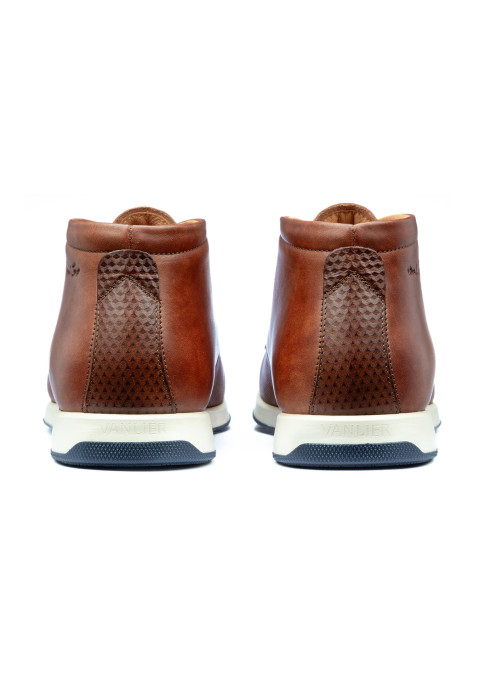 Cognac gladleren Ticino halfhoge veterschoen