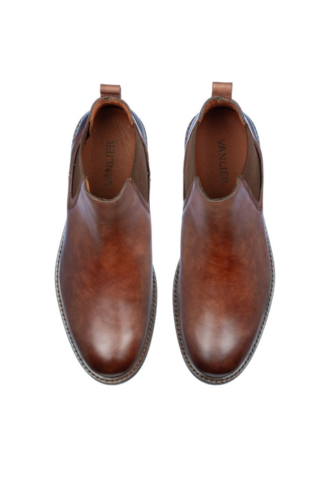 Licht cognac gladleren Monti chelsea boot