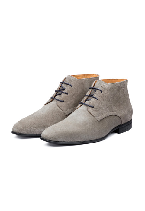 Taupe suède Sanremo halfhoge veterschoen