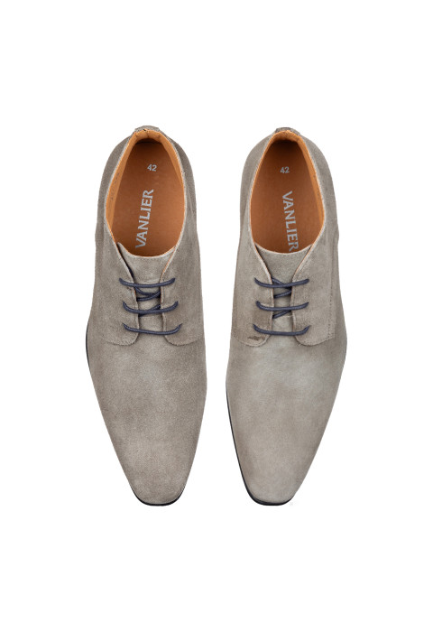 Taupe suède Sanremo halfhoge veterschoen
