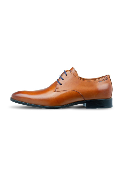 Cognac gladleren Riva veterschoen