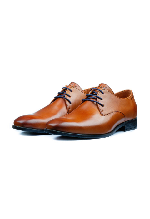Cognac gladleren Riva veterschoen