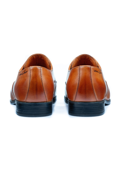 Cognac gladleren Riva veterschoen