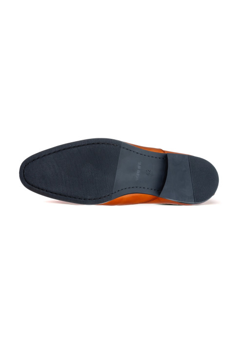 Cognac gladleren Riva veterschoen