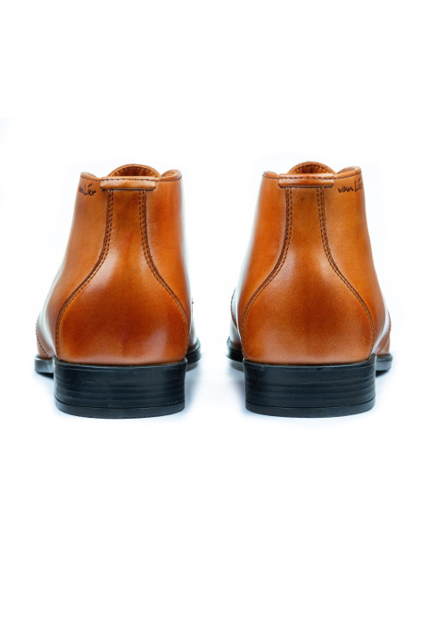 Cognac gladleren Riva halfhoge veterschoen