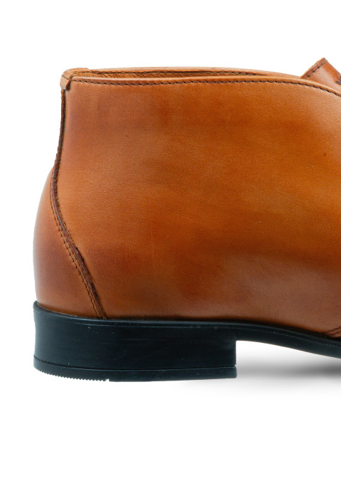 Cognac gladleren Riva halfhoge veterschoen