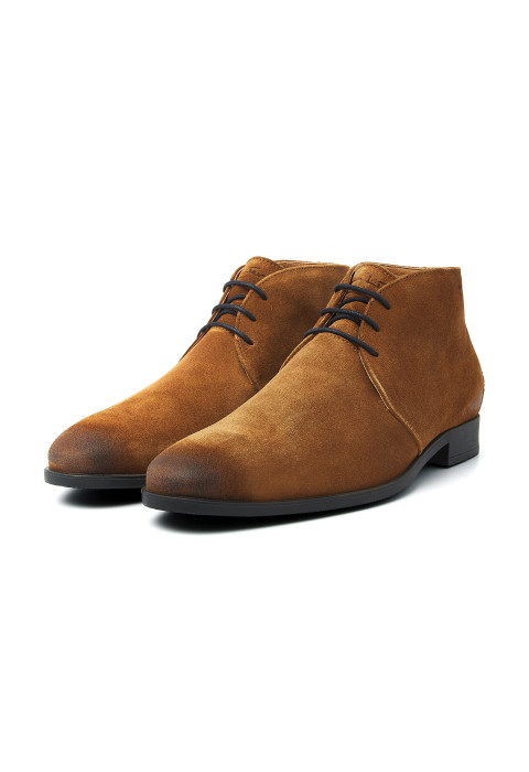 Cognac suède Riva halfhoge veterschoen