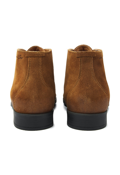 Cognac suède Riva halfhoge veterschoen