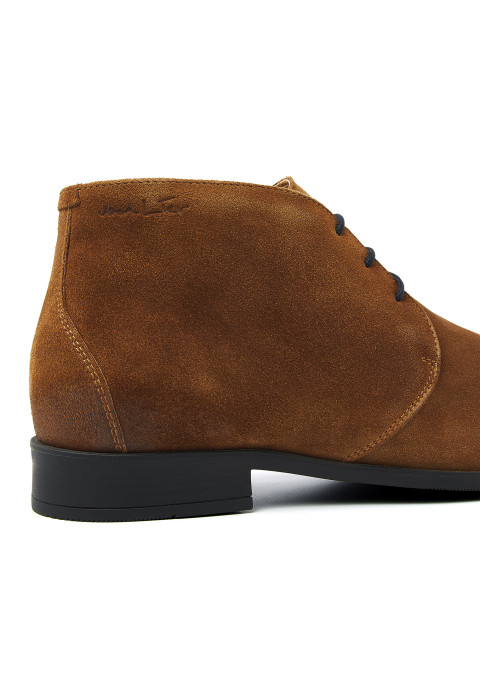 Cognac suède Riva halfhoge veterschoen
