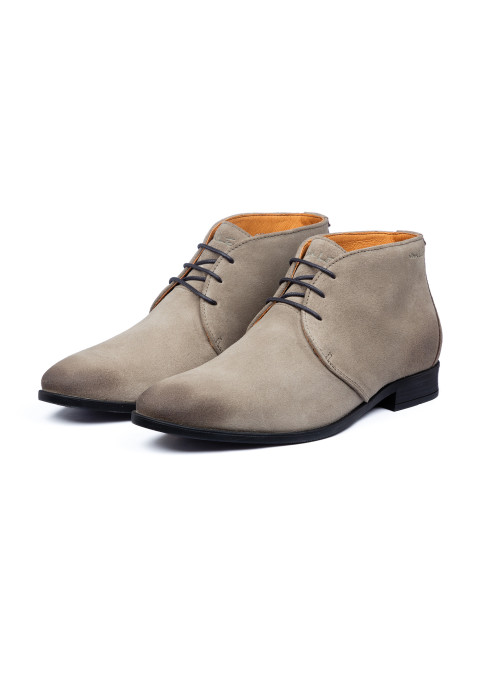 Taupe suède Riva halfhoge veterschoen