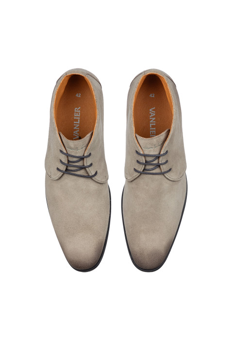 Taupe suède Riva halfhoge veterschoen