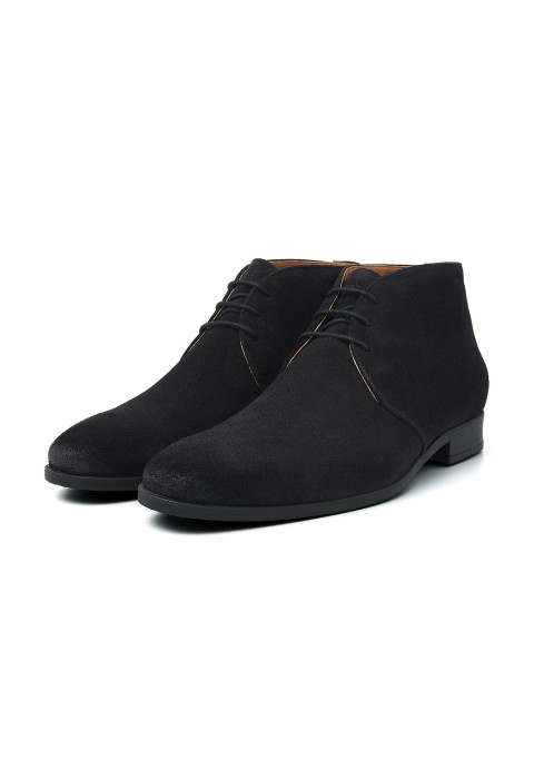 Navy suède Riva halfhoge veterschoen