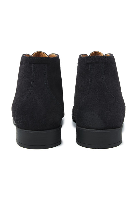 Navy suède Riva halfhoge veterschoen