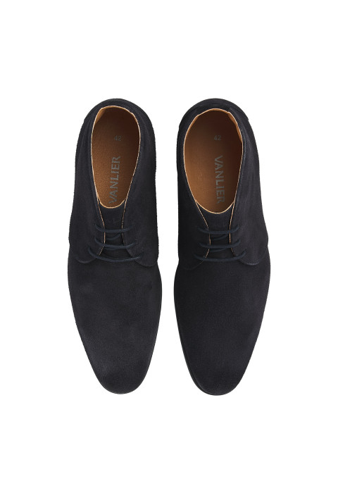 Navy suède Riva halfhoge veterschoen