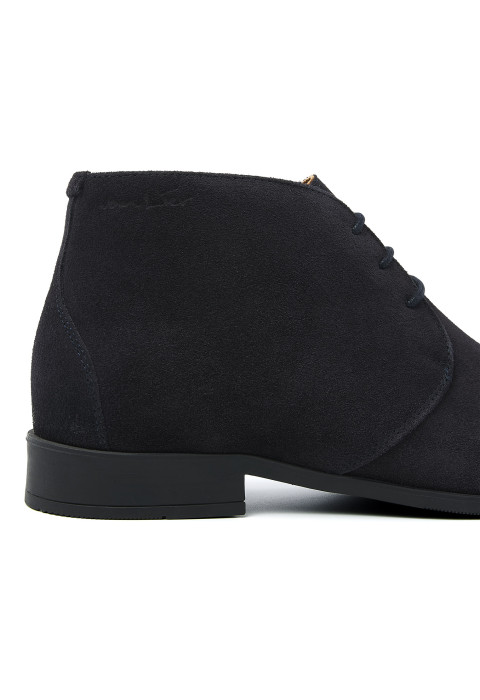 Navy suède Riva halfhoge veterschoen
