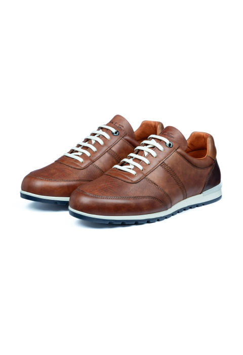 Licht cognac gladleren Anzano sneaker