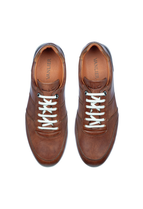 Licht cognac gladleren Anzano sneaker