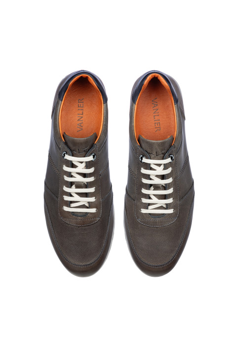 Antraciet grijs gladleren Anzano sneaker