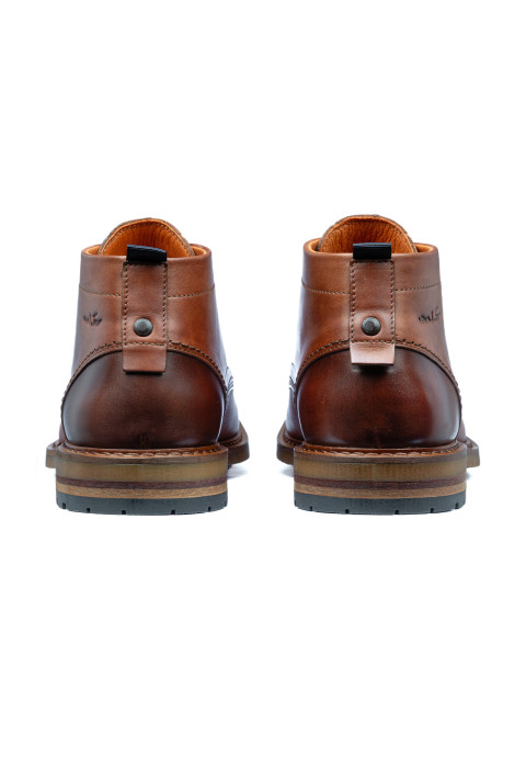 Licht cognac gladleren Dino halfhoge veterschoen