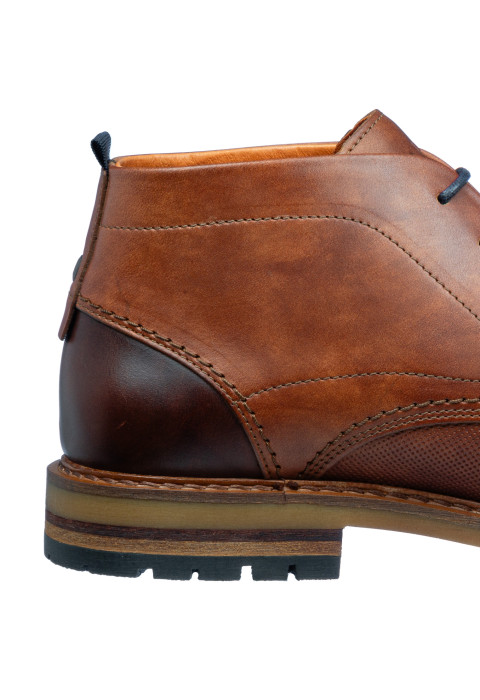 Licht cognac gladleren Dino halfhoge veterschoen